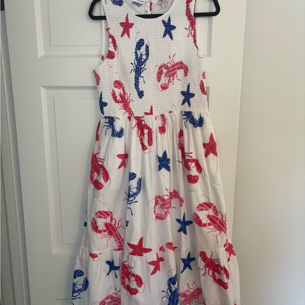 J. Crew Dress with Lobster and Star Print - Red, Blue, White